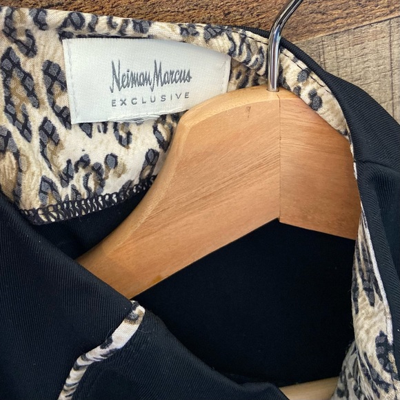 Black Zip-Up Athletic Jacket w/Leopard Trim by NEIMAN MARCUS - Picture 7 of 14